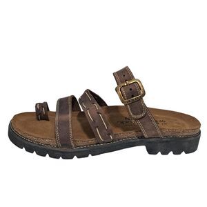 Naot Leather Boho Grunge Casual Slide Slip On Sandals Size 40 US 9 Brown